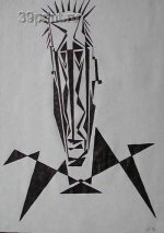 Джазовый автопортрет. Бумага. Тушь.1996г.