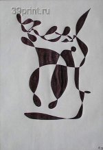Рыбак. Отражение.Бумага. Тушь.1998г.